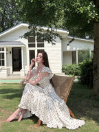 Off-Shoulder Polka Dot Tiered Maxi Dress
