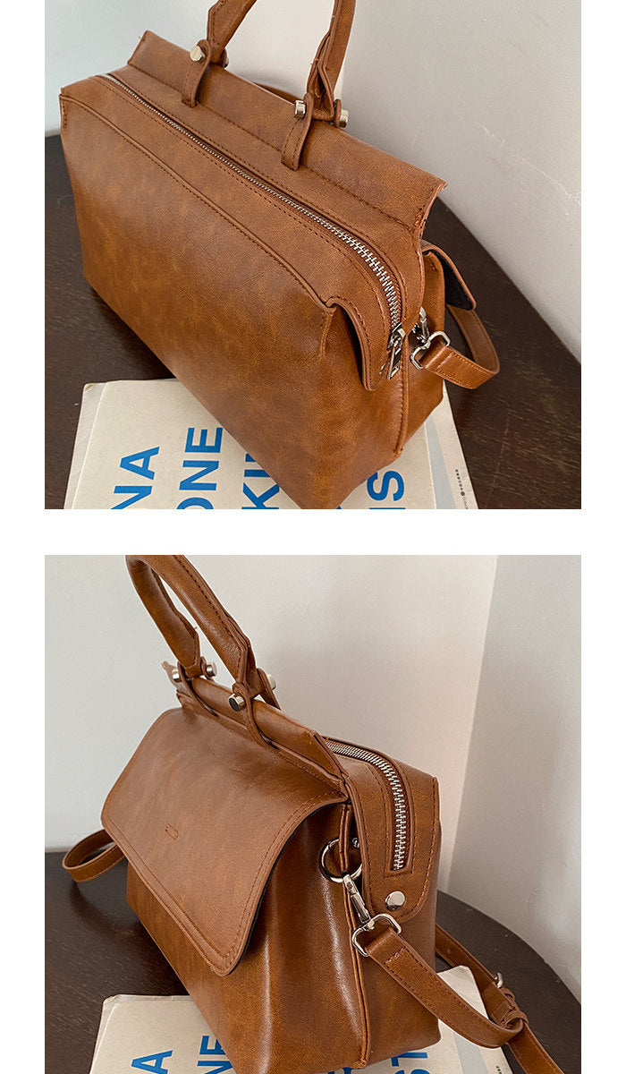Vintage PU Satchel Handbag with Strap