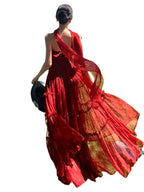 Rose Strapless Floral Ruffle Fit-and-Flare Maxi Dress