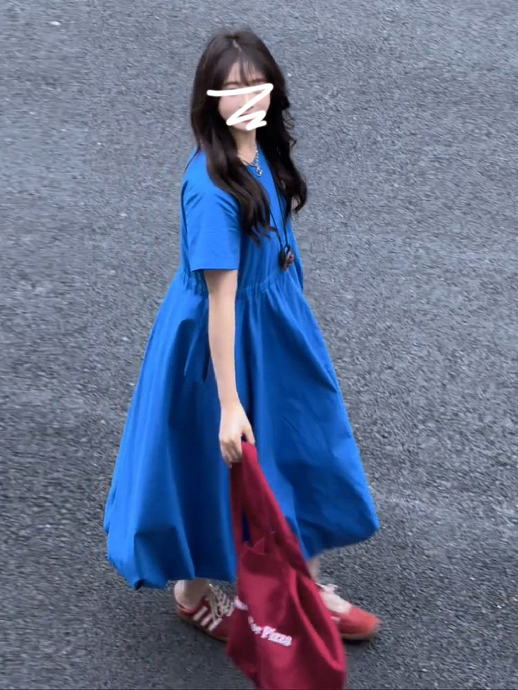 Plus Size Blue Short Sleeve Pocket Shift Maxi Dress