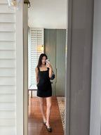 Square Neck 100% Linen Shift Mini Dress