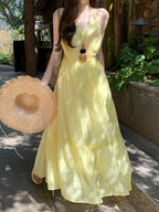 Lace Back Halter A-Line Maxi Dress