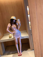 Cream Heart Print Off Shoulder Bodycon Mini Dress