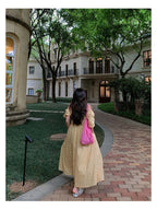 Yellow Floral Off Shoulder Puff Sleeve A-Line Maxi Dress