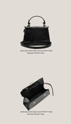 Croc-Embossed Mini Handbag with Detachable Strap