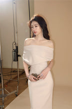 Asymmetric One Shoulder Draped Bodycon Midi Dress