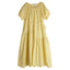 Gathered Round Neck Puff Sleeve Tie Waist Tiered Maxi Dress