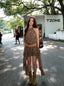 Desert Muse Brown Snake Print High-Low Halter Dress