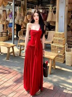 Scarlet Romance Bow Front Strapless Maxi Dress