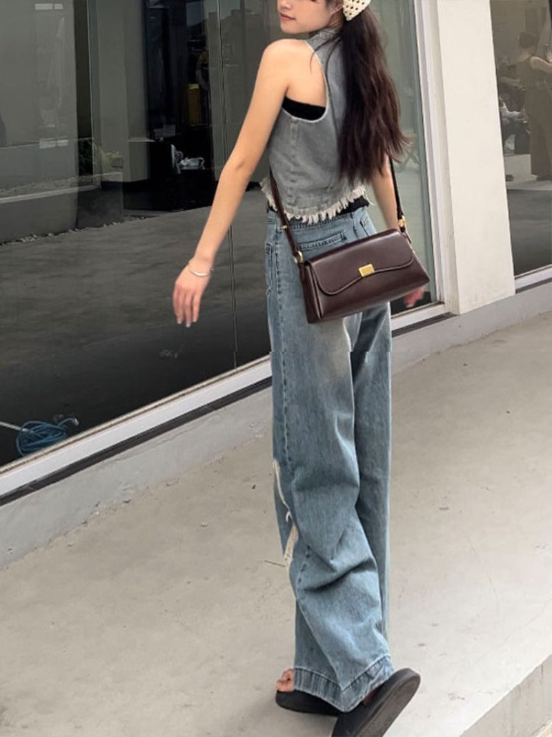 Vintage Mini Shoulder Bag with Flap