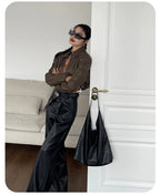 Slouchy Cowhide Shoulder Tote Bag