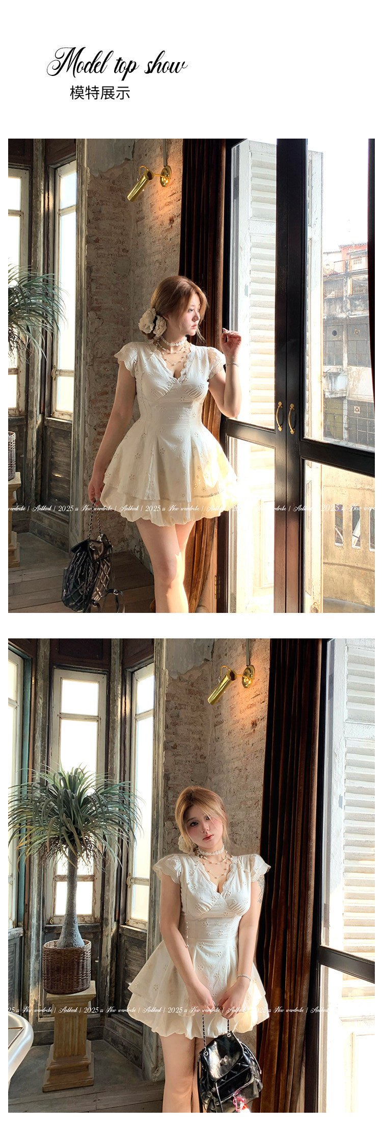 Apricot Eyelet Fit-and-Flare Mini Dress - EveningVerse3
