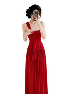 Scarlet Romance Bow Front Strapless Maxi Dress