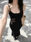Black Cutout Embroidered Bodycon Maxi Dress