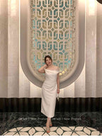 Plus Size White Lace Trim Off Shoulder Ruched Midi Dress