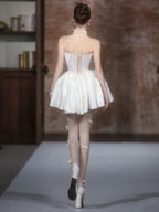 Ivory Strapless Lace Corset Mini Dress