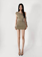 Sultry Asymmetric Draped One Shoulder Bodycon Dress