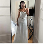 Playful Polka Dot Tie-Back Halter Maxi Dress
