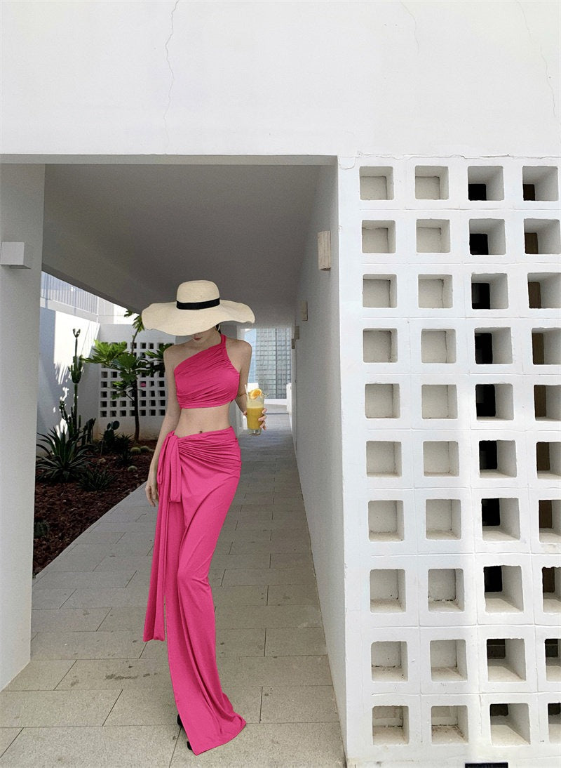 Resort Muse One Shoulder Ruched Maxi Dress Set
