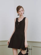 Bow V-Neck A-Line Mini Dress
