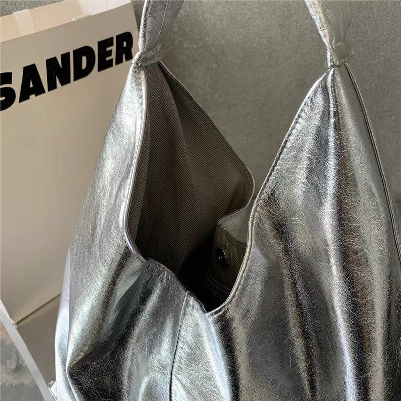 Slouchy Oversized PU Leather Shoulder Tote Bag