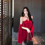 Red Off-Shoulder Draped Chiffon Mini Dress