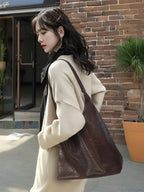 Slouchy Cowhide Shoulder Tote Bag
