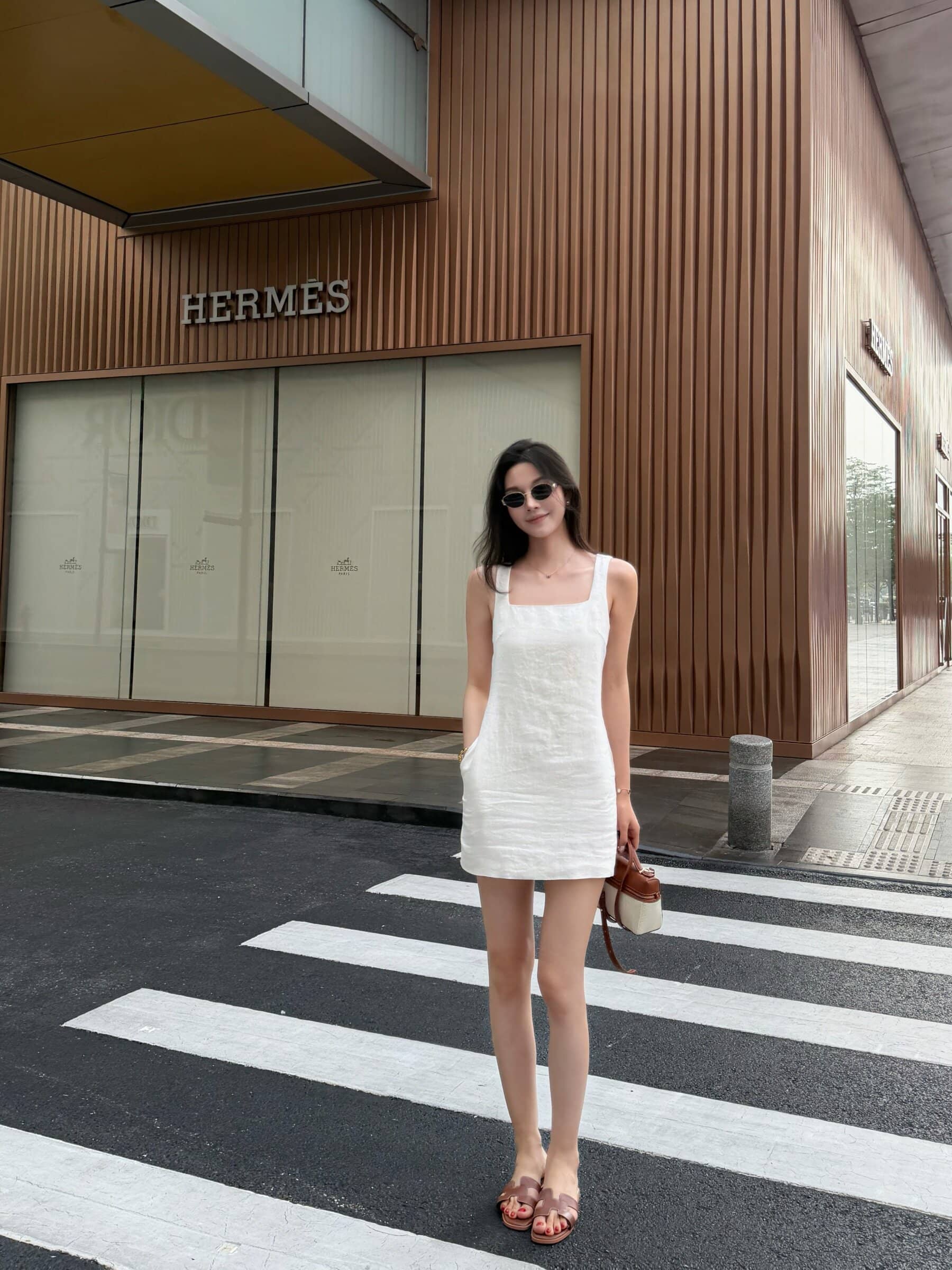 Square Neck 100% Linen Shift Mini Dress
