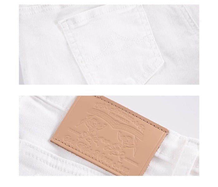 Beige High Waist Flare Denim Long Casual Pants - EveningVerse - 3