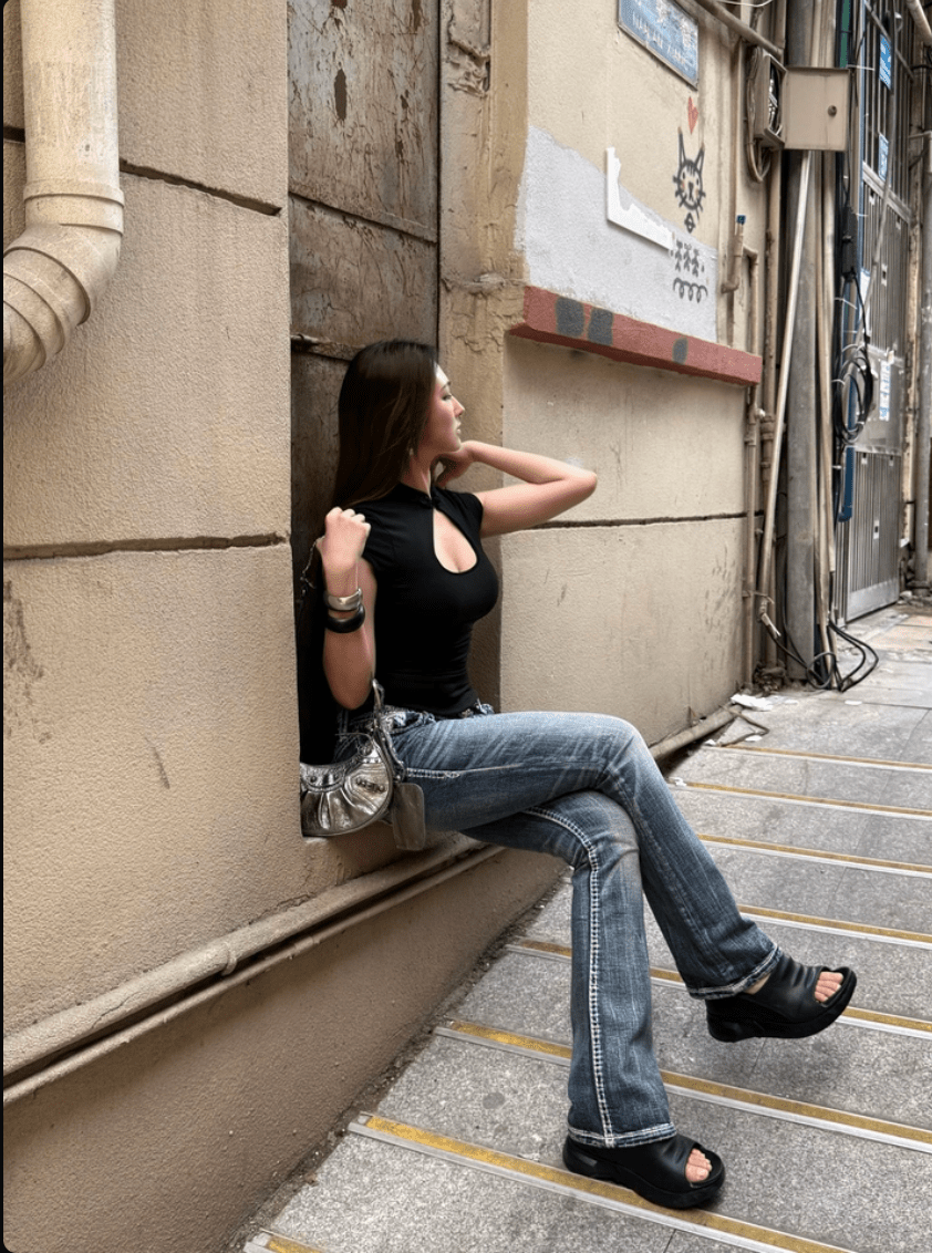 Black/White Mandarin Collar Cut Out Cap Sleeve Top - EveningVerse8