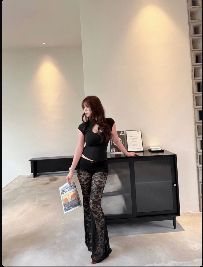 Black/White Mandarin Collar Cut Out Cap Sleeve Top - EveningVerse3