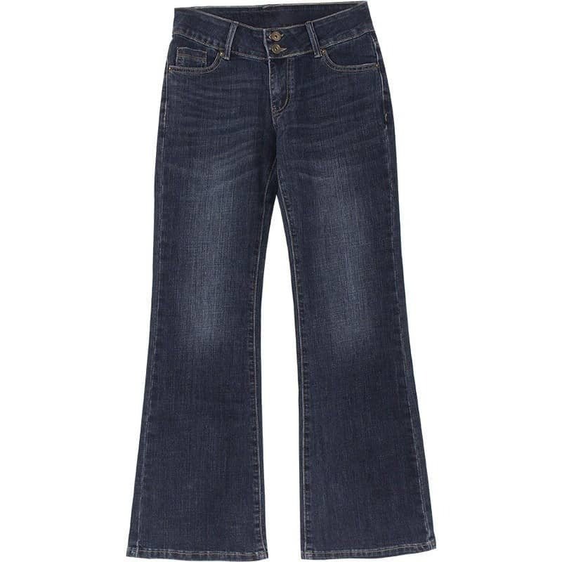 Blue Low Rise Micro Flare Distressed Retro Jeans - EveningVerse - 13