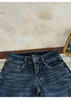 Blue Low Rise Micro Flare Distressed Retro Jeans - EveningVerse - 5