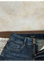 Blue Low Rise Micro Flare Distressed Retro Jeans - EveningVerse - 9