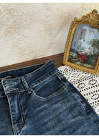 Blue Low Rise Micro Flare Distressed Retro Jeans - EveningVerse - 7