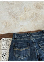 Blue Low Rise Micro Flare Distressed Retro Jeans - EveningVerse - 11