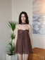 Brown Halter Neck Strapless Flowy Chiffon A - Line Mini Dress - EveningVerse - 1