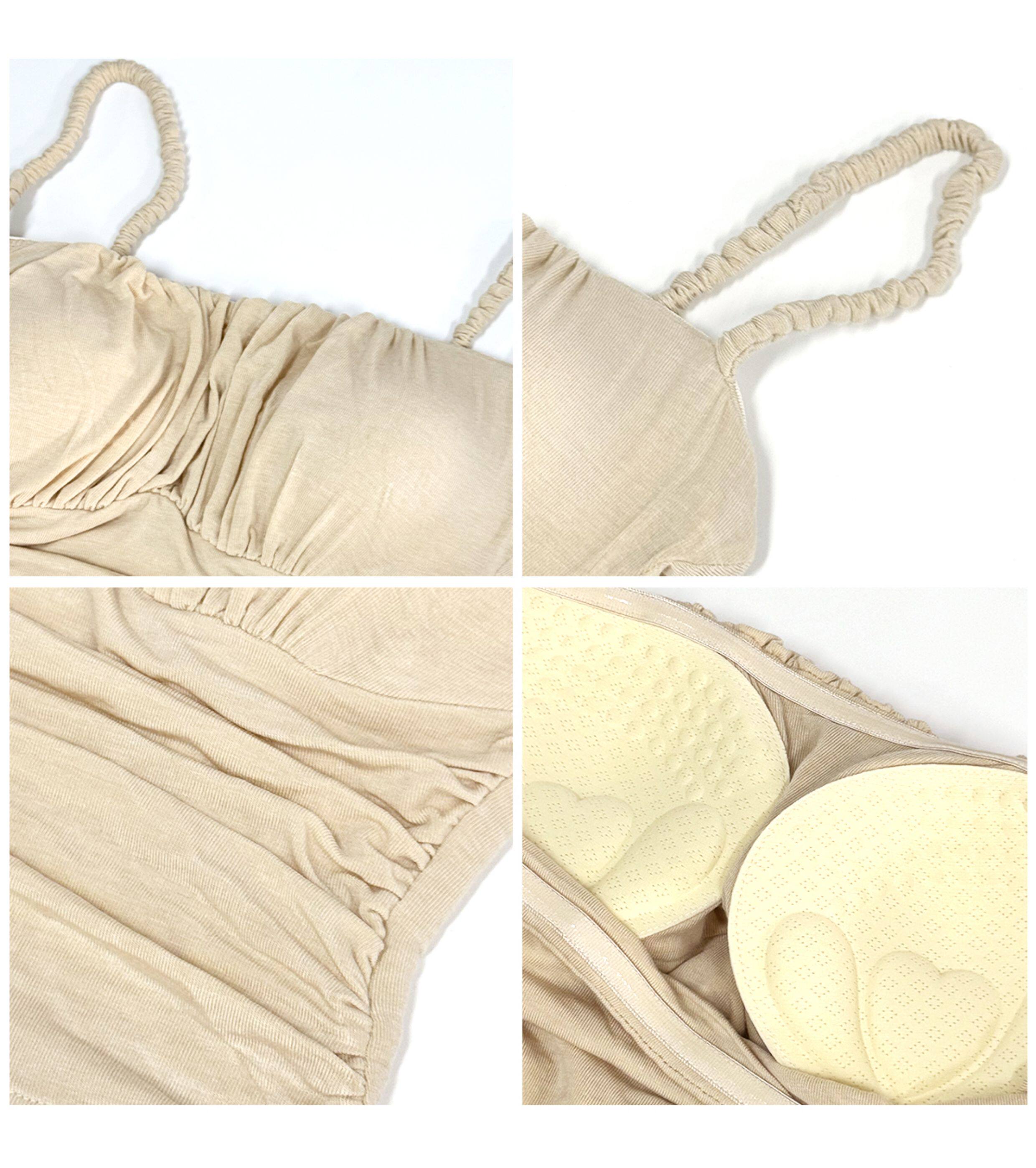 Brown Ruched Cutout Back Braided Strap Square Neck Built-in Bra Cami Top - EveningVerse5