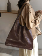 Slouchy Cowhide Shoulder Tote Bag