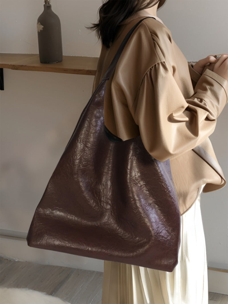 Slouchy Cowhide Shoulder Tote Bag