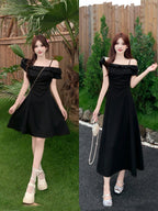 Ruffle Off-Shoulder A-Line Dress