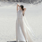Desert Goddess Apricot Scarf Halter Backless Maxi Dress