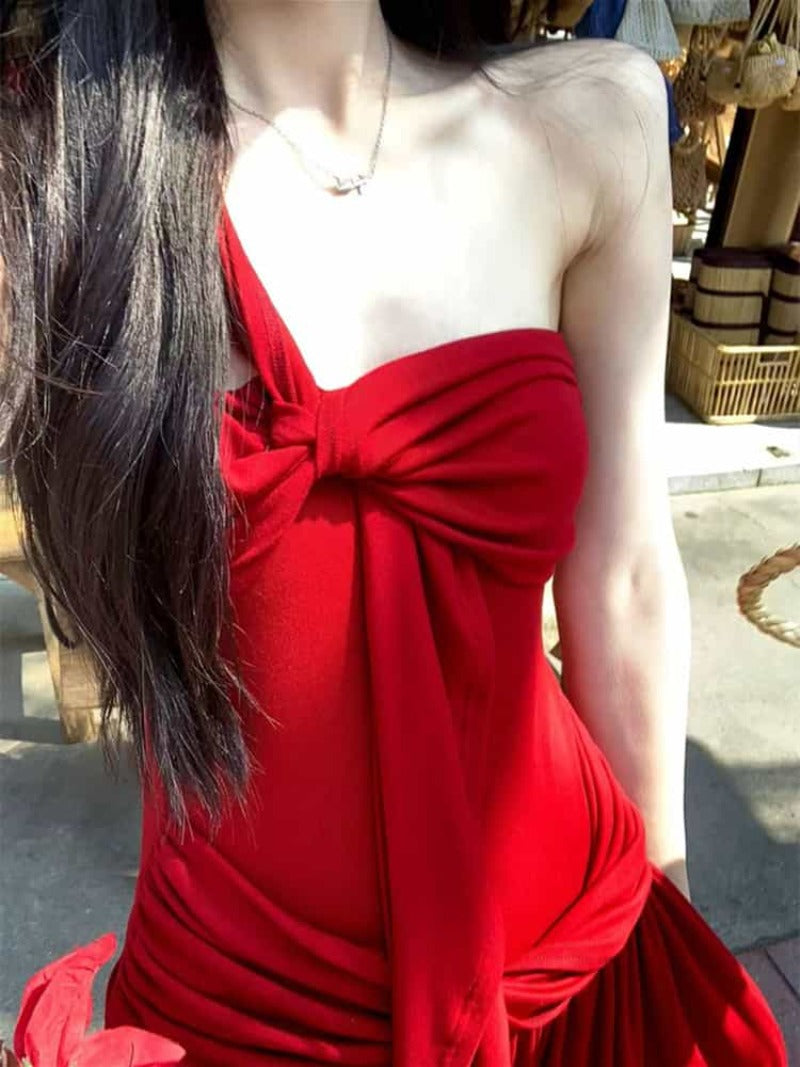Scarlet Romance Bow Front Strapless Maxi Dress