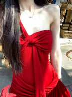 Scarlet Romance Bow Front Strapless Maxi Dress