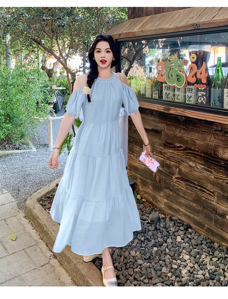 Cold Shoulder Tiered A-Line Maxi Dress Secondary image