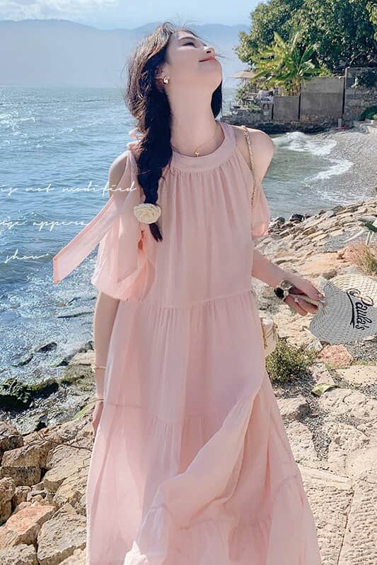 Cold Shoulder Tiered A - Line Maxi Dress - EveningVerse - 8