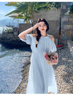 Cold Shoulder Tiered A - Line Maxi Dress - EveningVerse - 5