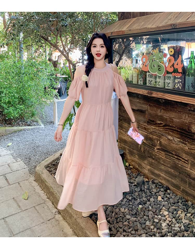 Cold Shoulder Tiered A - Line Maxi Dress - EveningVerse - 7