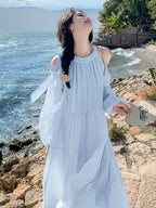 Cold Shoulder Tiered A - Line Maxi Dress - EveningVerse - 11