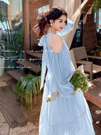Cold Shoulder Tiered A - Line Maxi Dress - EveningVerse - 12